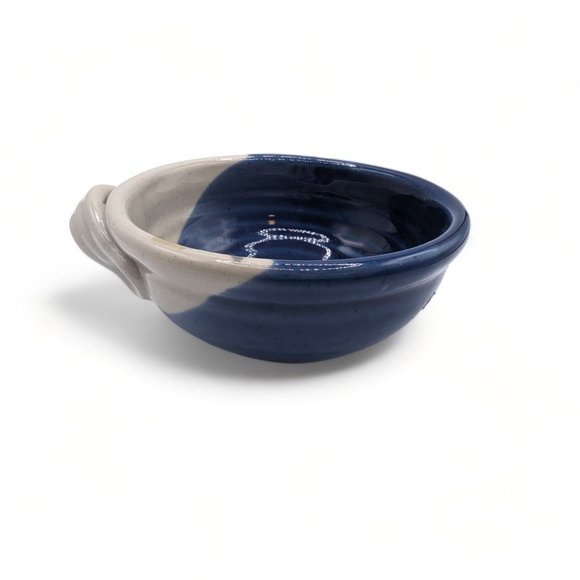 Kent Follette Studio Art Pottery Bowl one handle  Blue Cream Pink Signed - Picture 5 of 12